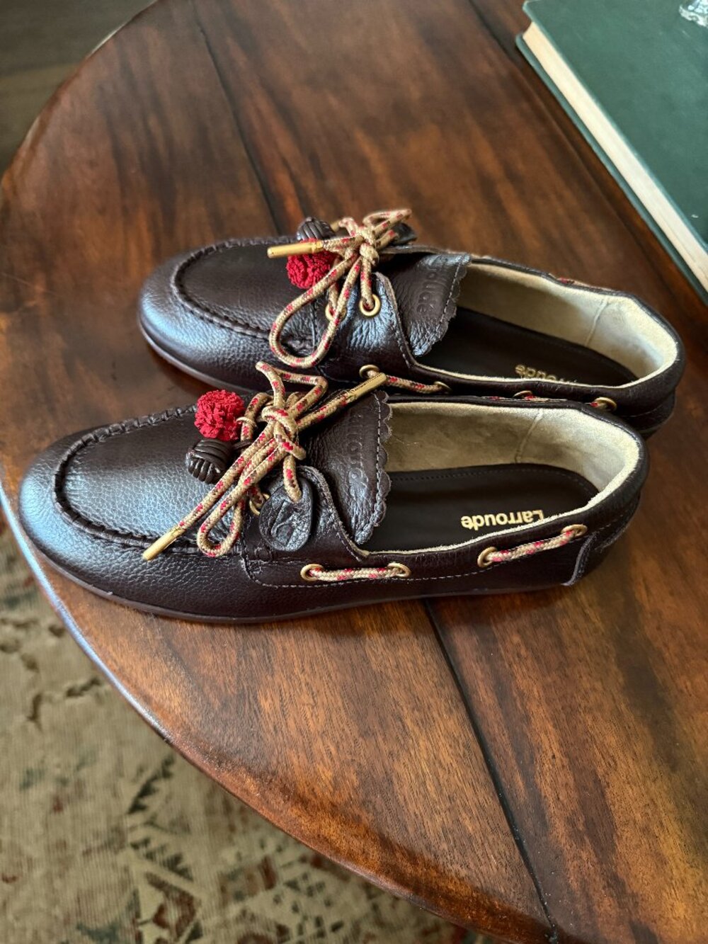 Larroudé Cyprus Boat Shoe Brown Leather Tassel Loafer Size 8 NWT